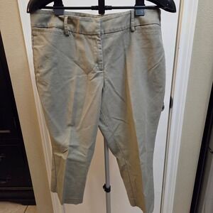 New York & Company Stretch Khaki Cropped Pants Tan Business Casual Size 14